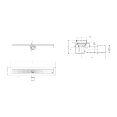Aco  B-Line zuhanyfolyóka hullám  ráccsal 885 mm