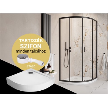 H2O COMFORT A FEKETE 90 ZUHANYKABIN + NERO A 90 ZUHANYTÁLCA + ST620 SZIFON H2O COMFORT A FEKETE 90 ZUHANYKABIN + NERO A 90 ZUHANYTÁLCA + ST620 SZIFON