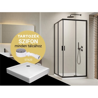 H2O COMFORT C FEKETE 90 ZUHANYKABIN + NERO C 90 ZUHANYTÁLCA + ST620 SZIFON H2O COMFORT C FEKETE 90 ZUHANYKABIN + NERO C 90 ZUHANYTÁLCA + ST620 SZIFON