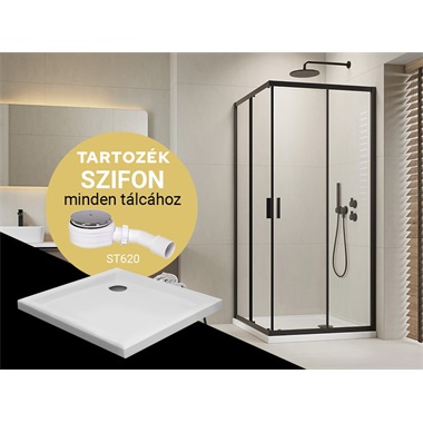 H2O COMFORT C FEKETE 90 ZUHANYKABIN + SLIM NERO C 90 ZUHANYTÁLCA + ST620 SZIFON H2O COMFORT C FEKETE 90 ZUHANYKABIN + SLIM NERO C 90 ZUHANYTÁLCA + ST620 SZIFON