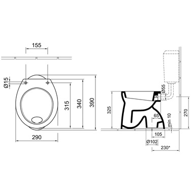 Alföldi Bázis wc gyerek lapos alsó 9 l fehér