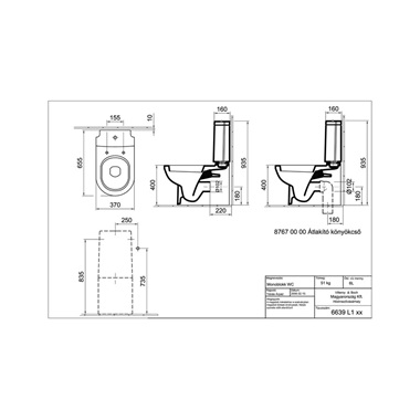 Alföldi  Liner EasyPlus wc monoblokkos WC fehér