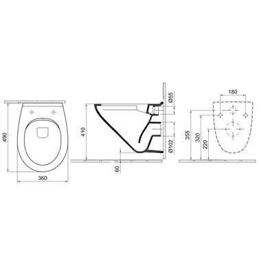 Alföldi Optic fali wc mélyöblítésű Cleanflush kompakt Ceramic Plus