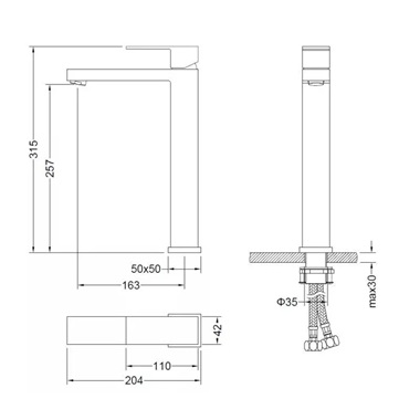 Arezzo Design Cubefield magasított mosdócsaptelep, króm