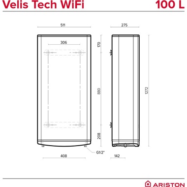 Ariston Velis Tech Wifi 100 EU elektromos vízmelegítő