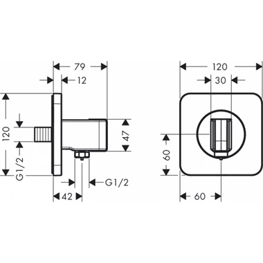 Axor Citterio E porter elem 12x12cm, króm