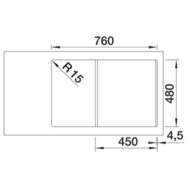 Blanco Adira 45 S silgranit mosogatótálca 78x50x21,2 cm, fekete, excenterrel