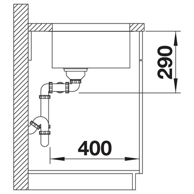 Blanco Andano 400/400-U mosogatótálca 86,5x44x19,9 cm, fényes, rozsdamentes acél, tartozék nélkül, excenter nélkül