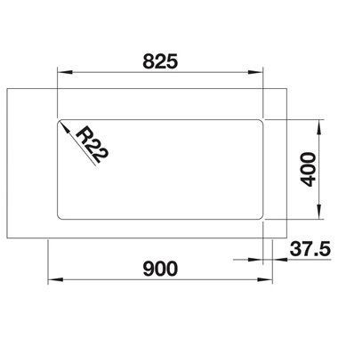 Blanco Andano 400/400-U mosogatótálca 86,5x44x19,9 cm, fényes, rozsdamentes acél, tartozék nélkül, excenter nélkül