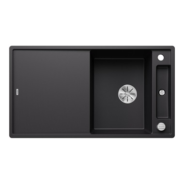 Blanco Axia III 5 S silgranit mosogatótálca 91,5x51x20,2 cm, fekete, fa vágódeszkával, excenterrel
