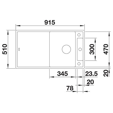 Blanco Axia III 5 S silgranit mosogatótálca 91,5x51x20,2 cm, tartufo, üveg vágólappal, excenterrel