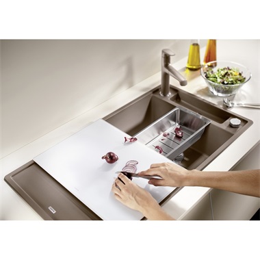 Blanco Axia III 5 S silgranit mosogatótálca 91,5x51x20,2 cm, tartufo, üveg vágólappal, excenterrel