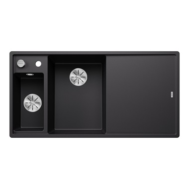 Blanco Axia III 6 S silgranit mosogatótálca 100x51x20,2 cm, balos, fekete, üveg vágólappal, excenterrel