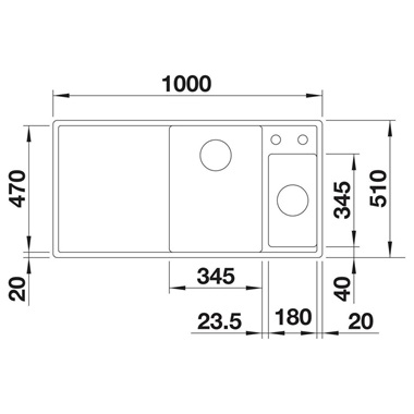 blAnco Axia III 6 S silgranit mosogatótálca 100x51x20,2 cm, jobbos,fehér, üveg vágólappal, excenterrel