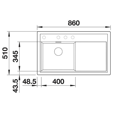 Blanco Zenar 45 S silgranit mosogatótálca 86x51x20,2 cm, balos medencével, antracit, tartozék nélkül, excenterrel