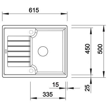 Blanco Zia 40 S mosogatócsaptelep 61,5x50x20,2 cm, fehér, excenter nélkül 