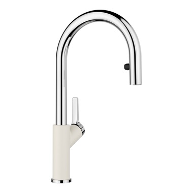 Blanco Carena-S Vario mosogatócsaptelep 11x24x41,3 cm, kihúzható zuhanyfejes, silgranit-look, törtfehér,króm