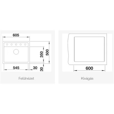 Blanco Dalago 6-F Silgránit mosogató távműködtetővel, fehér 60,5x50 cm Blanco Dalago 6-F Silgránit mosogató távműködtetővel, fehér 60,5x50 cm