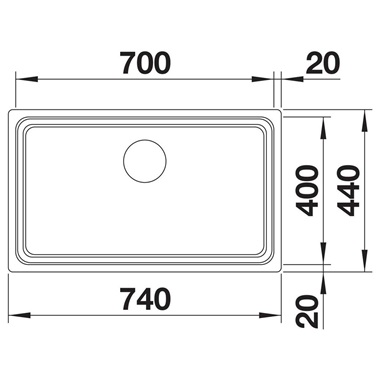 Blanco Etagon 700-U mosogatótálca 74x44x19,9 cm, rozsdamentes acél, excenter nélkül