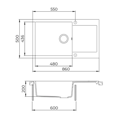 Evido Cubo XL 6S compact gránit mosogató 86x50 cm, bézs, excenterrel