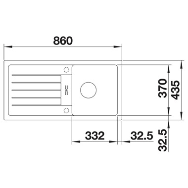 Blanco Favum 45 S silgranit mosogatótálca 86x43,5x19,2 cm, fekete, tartozék nélkül, excenter nélkül