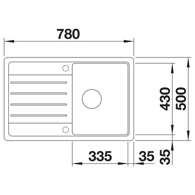 Blanco Legra 45 S SIilgranit mosogatótálca 78x50x20,2 cm fehér, tartozákok nélkül, excenter nélkül