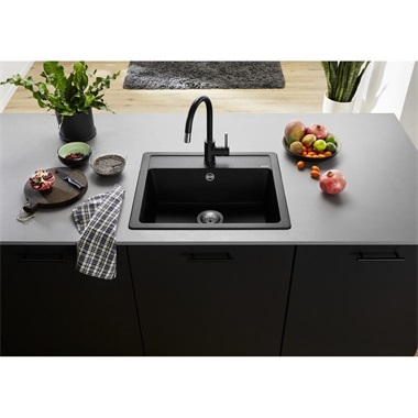 Blanco Legra 6 silgranit mosogatótálca 58,5x50 x20,2 cm, fekete, excenter nélkül, tartozékok nélkül