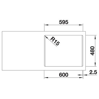 Blanco Lemis 6-IF mosogatótálca 61,5x50 x21,4 cm, fényezett rozsdamentes acél, 2 csaplyukkal, excenterrel