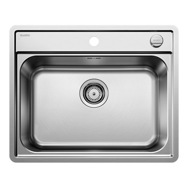 Blanco Lemis 6-IF mosogatótálca 61,5x50 x21,4 cm, fényezett rozsdamentes acél, 2 csaplyukkal, excenterrel