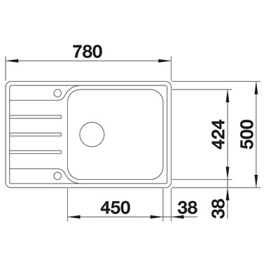 Blanco Lemis XL 6 SIF Compact mosogatótálca 78x50 x21,4 cm  fényezett rozsdamentes acél, 2 csaplyukkal, excenterrel