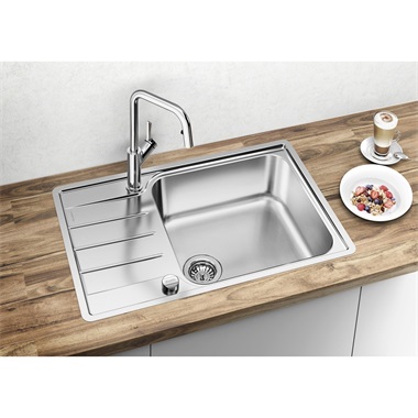Blanco Lemis XL 6 SIF Compact mosogatótálca 78x50 x21,4 cm  fényezett rozsdamentes acél, 2 csaplyukkal, excenterrel