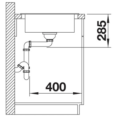 Blanco Livit XL6 S mosogatótálca 100x50x16,9 cm, fényezett rozsdamentes acél, 2 csaplyukkal, excenterrel