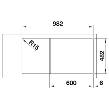 Blanco Livit XL6 S mosogatótálca 100x50x16,9 cm, fényezett rozsdamentes acél, 2 csaplyukkal, excenterrel
