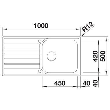Blanco Livit XL6 S mosogatótálca 100x50x16,9 cm, fényezett rozsdamentes acél, 2 csaplyukkal, excenterrel