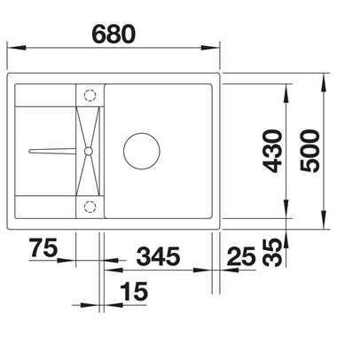 Blanco metra 45 S compact silgranit mosogatótálca, fehér, excenter nélkül