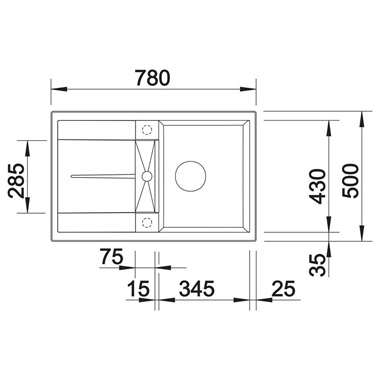 Blanco Metra 45 S silgranit mosogatótálca 78x50x20 cm, fehér, excenter nélkül