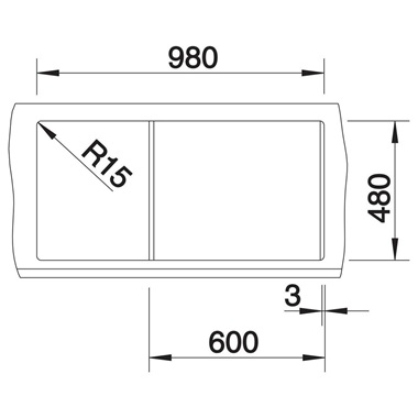 Blanco Metra 6 S silgranit mosogatótálca 100x50x20 cm, fehér, excenter nélkül