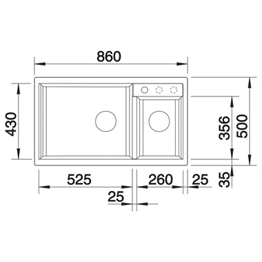 Blanco Metra 9 silgranit mosogatótálca 6x50x20,2 cm, palaszürke, excenter nélkül