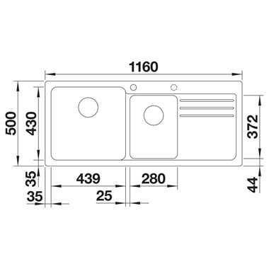 Blanco Naya 8 S silgranit mosogatótálca116x 50x21,2 cm, tartufo, excenter nélkül