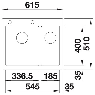 Blanco Pleon 6 Split silgranit mosogatótálca 61,5x51x23,2 cm, antracit, tartozékok nélkül, excenter nélkül
