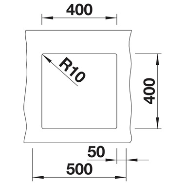 Blanco Subline 400-U silgranit mosogatótálca 43x46x20,2 cm, fekete, excenter nélkül