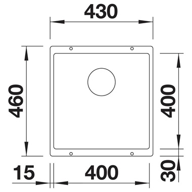 Blanco Subline 400-U silgranit mosogatótálca 43x46x20,2 cm, fekete, excenter nélkül