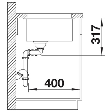 Blanco Subline 430/270-U silgranit mosogatótálca 75,5x46x21,2 cm, tartufo, excenter nélkül