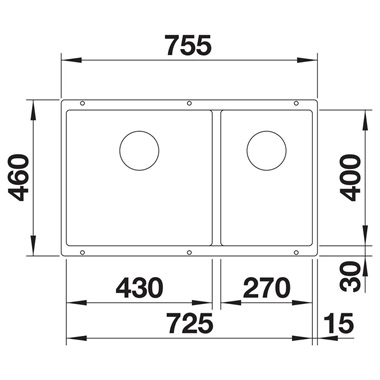 Blanco Subline 430/270-U silgranit mosogatótálca 75,5x46x21,2 cm, tartufo, excenter nélkül