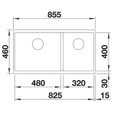Blanco Subline 480/320-U silgranit mosogatótálca 85,5x46x21,2 cm, fehér, excenter nélkül