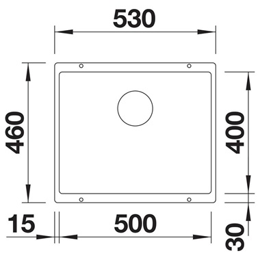 Blanco Subline 500-U silgranit mosogatótálca 53x46x20,2 cm, törtfehér, excenter nélkül