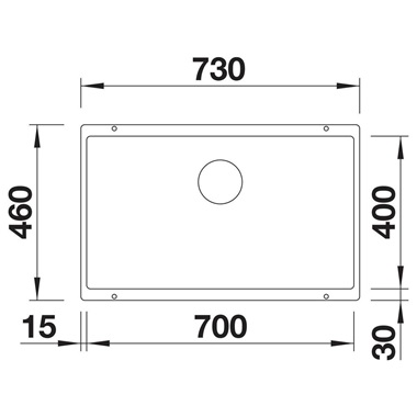 Blanco Subline 700-U silgranit mosogatótálca 73x46x 20,2 cm, fekete, excenter nélkül