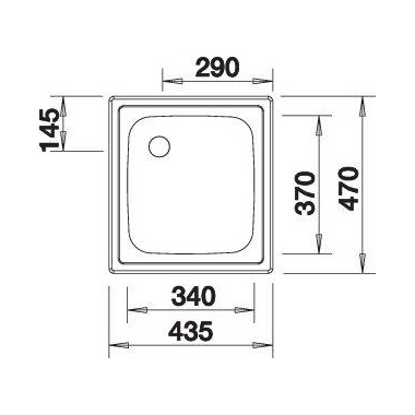 Blanco Top EE 4x4 mosogatótálca 43,5x47x15,9 cm natúr rozsdamentes acél, excenter nélkül, 1 1/2" lefolyóval