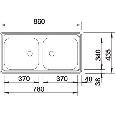 Blanco Top Ez 8x4 mosogatótálca 86x43,5x5,9 rozsdamentes acél, excenter nélkül, 1 1/2" lefolyó