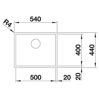 Blanco Zerox 500-U Dark Steel mosogatótálca 54x44x18,4 cm, rozsdamentes acél, excenter nélkül